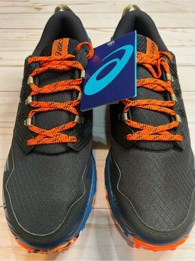 Asics Men's Athletic Shoes in Black, Orange, Blue Fujitrabuco 8